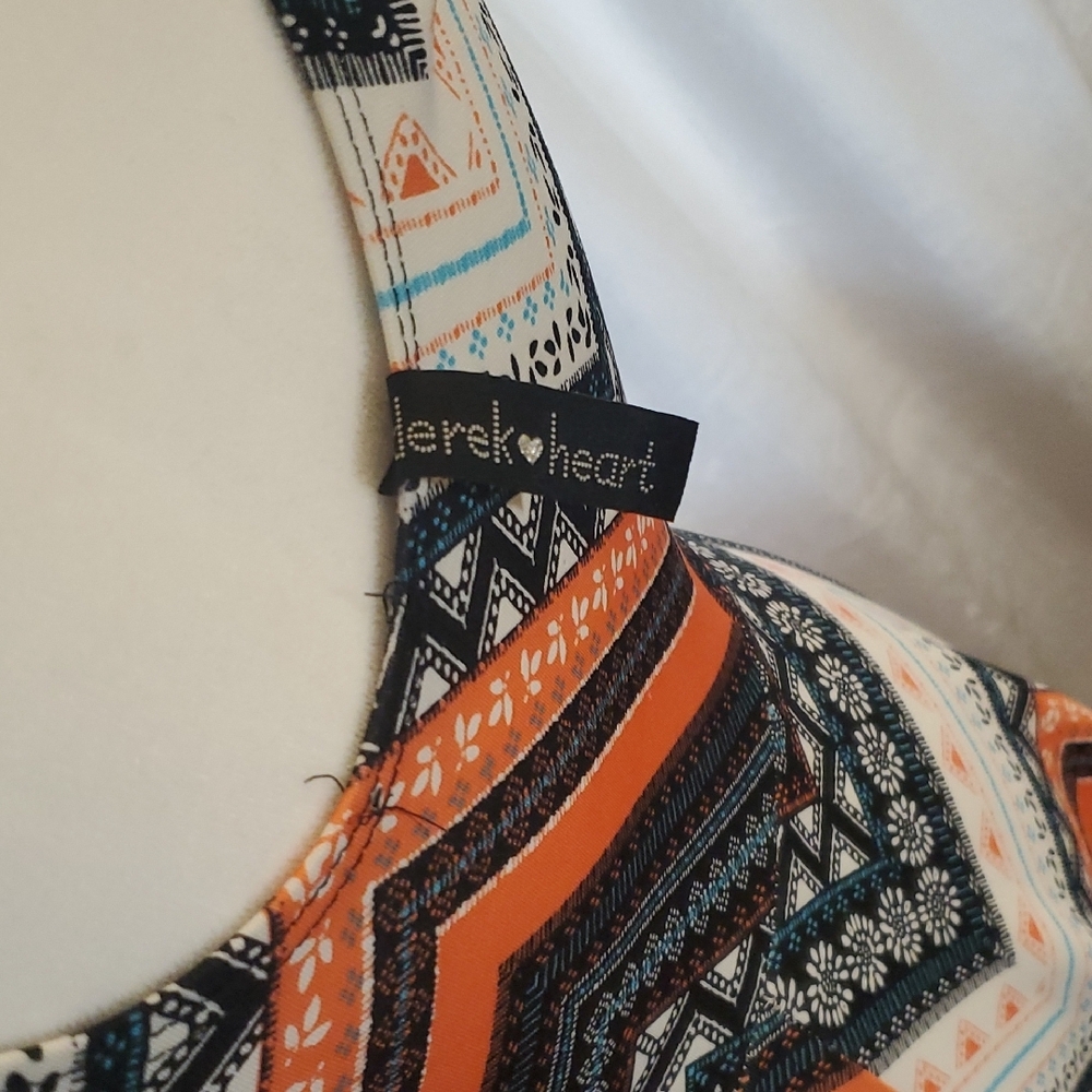 Derek Heart Chevron Mini Dress in Orange and Black - Picture 3 of 6
